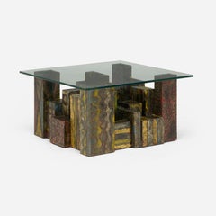Welded Polychrome Steel "Skyline" Coffee Table by Paul Evans