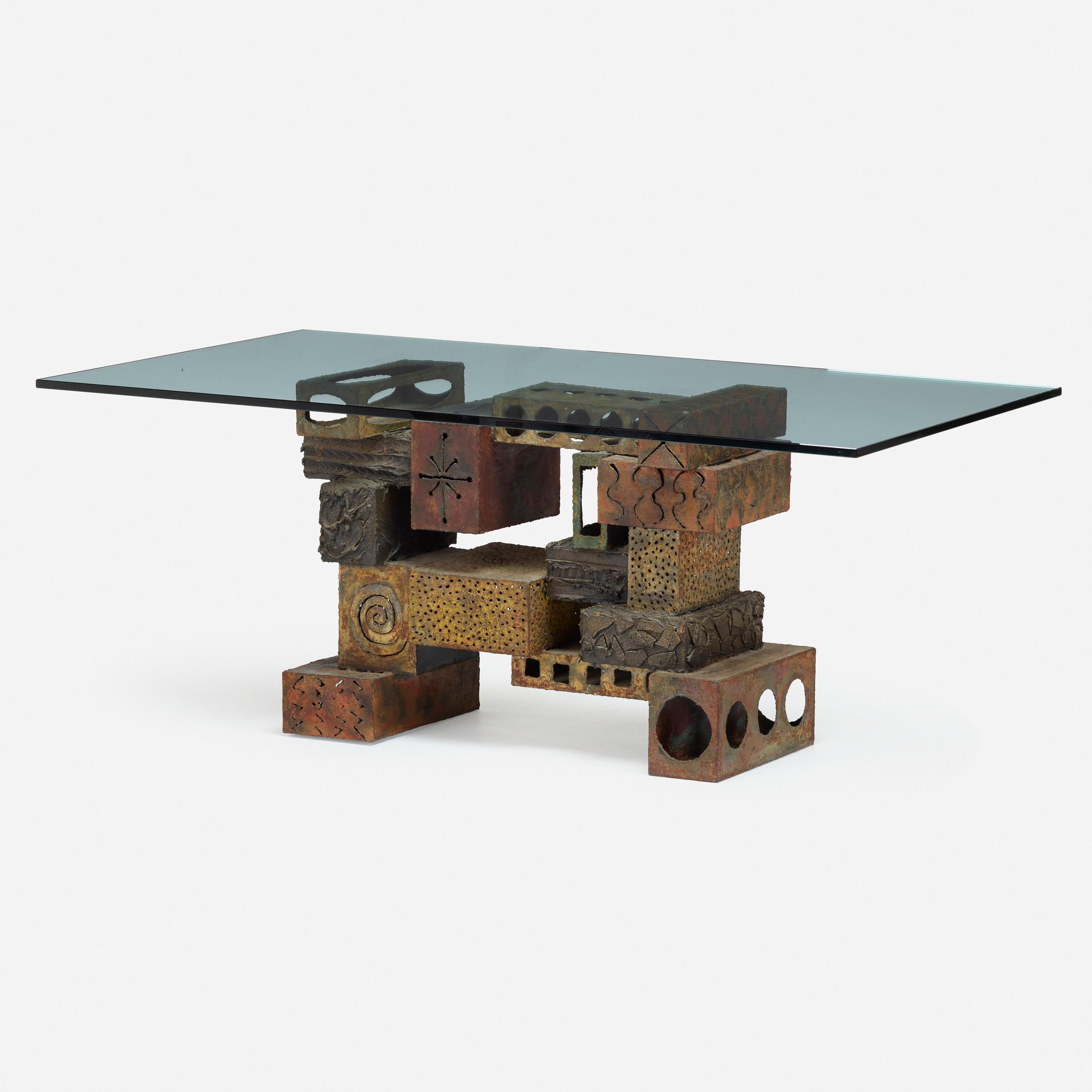 Welded Polychromierter und patinierter Stahltisch „Skyline Esstisch“ von Paul Evans (Moderne der Mitte des Jahrhunderts) im Angebot