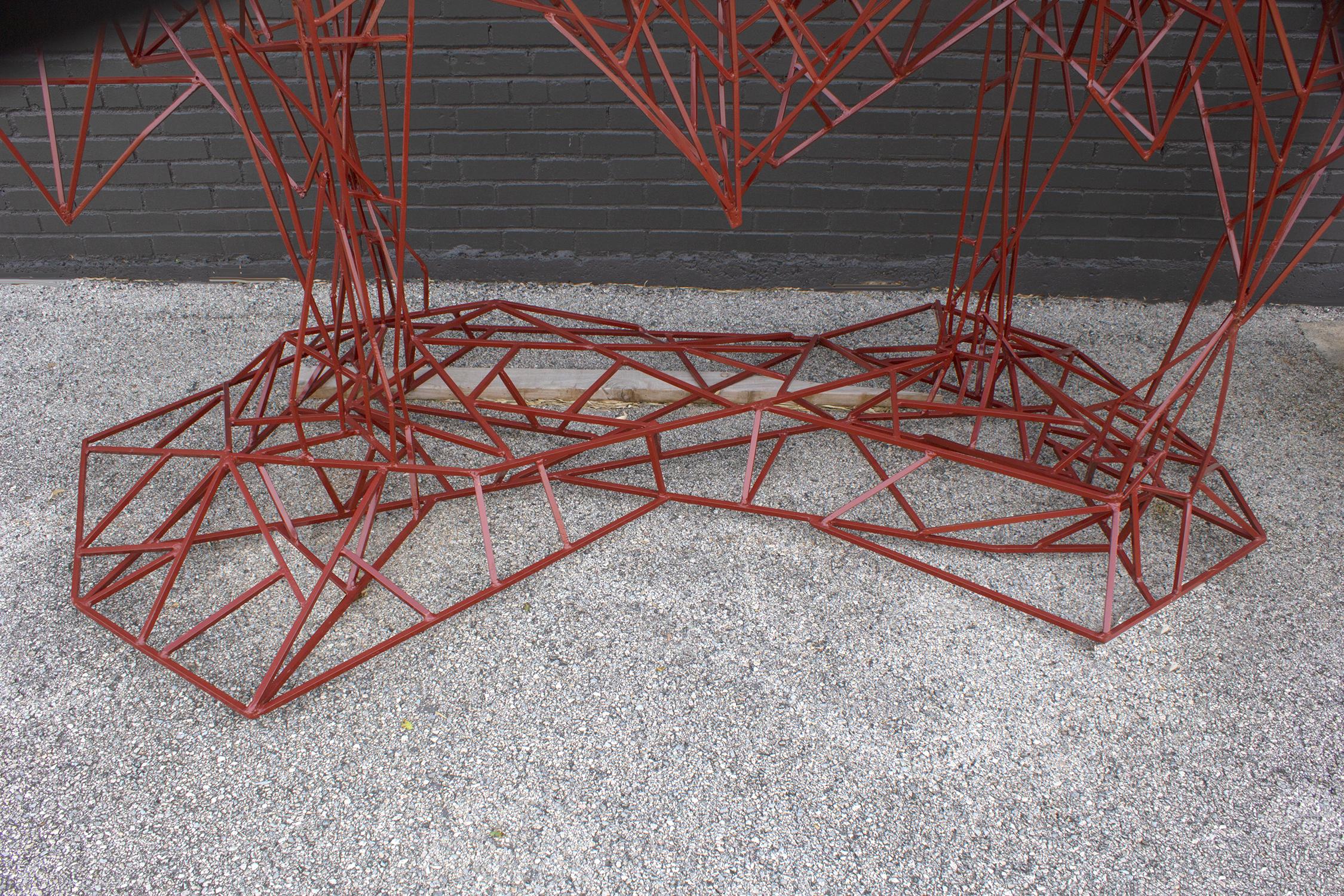 Abstrakte modernistische Skulptur einer roten Kuh aus geschweißtem Stahl des Künstlers Mark Doyle im Angebot 5