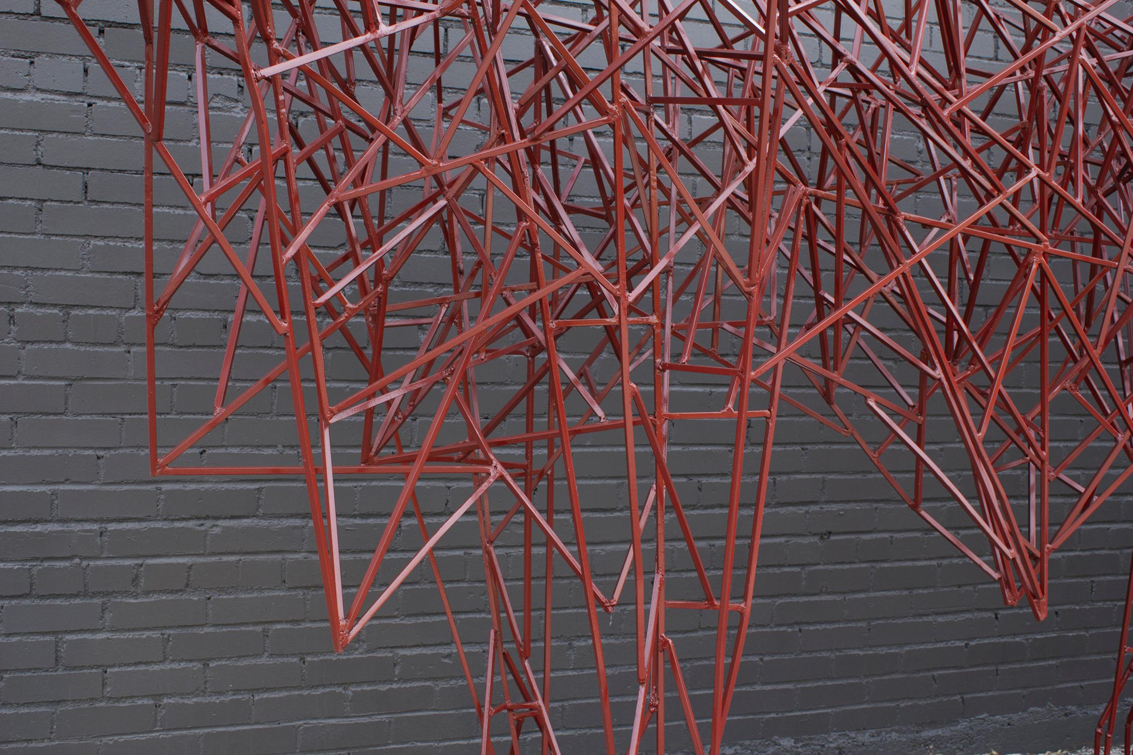 Abstrakte modernistische Skulptur einer roten Kuh aus geschweißtem Stahl des Künstlers Mark Doyle im Angebot 1