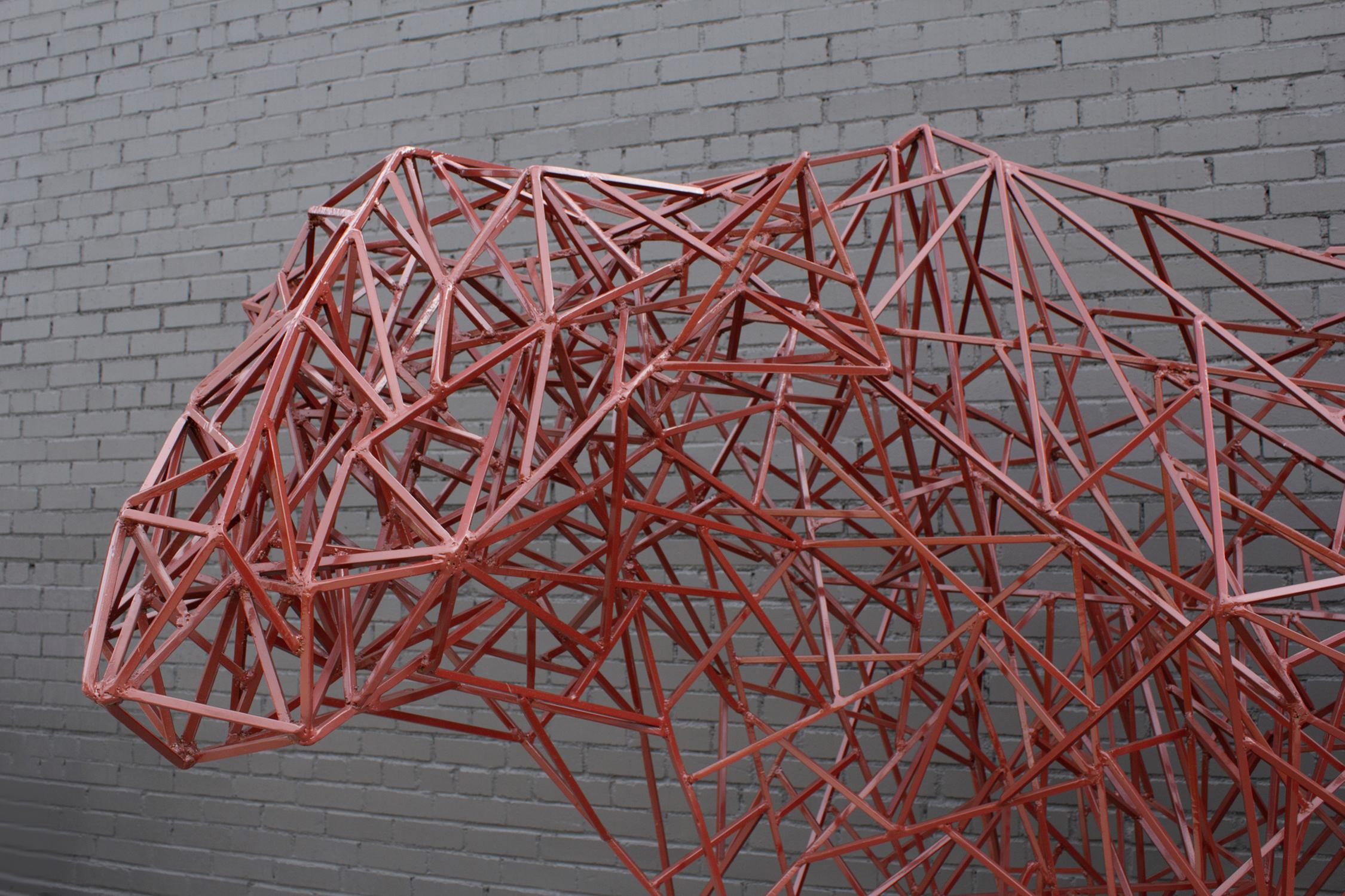 Abstrakte modernistische Skulptur einer roten Kuh aus geschweißtem Stahl des Künstlers Mark Doyle im Angebot 2