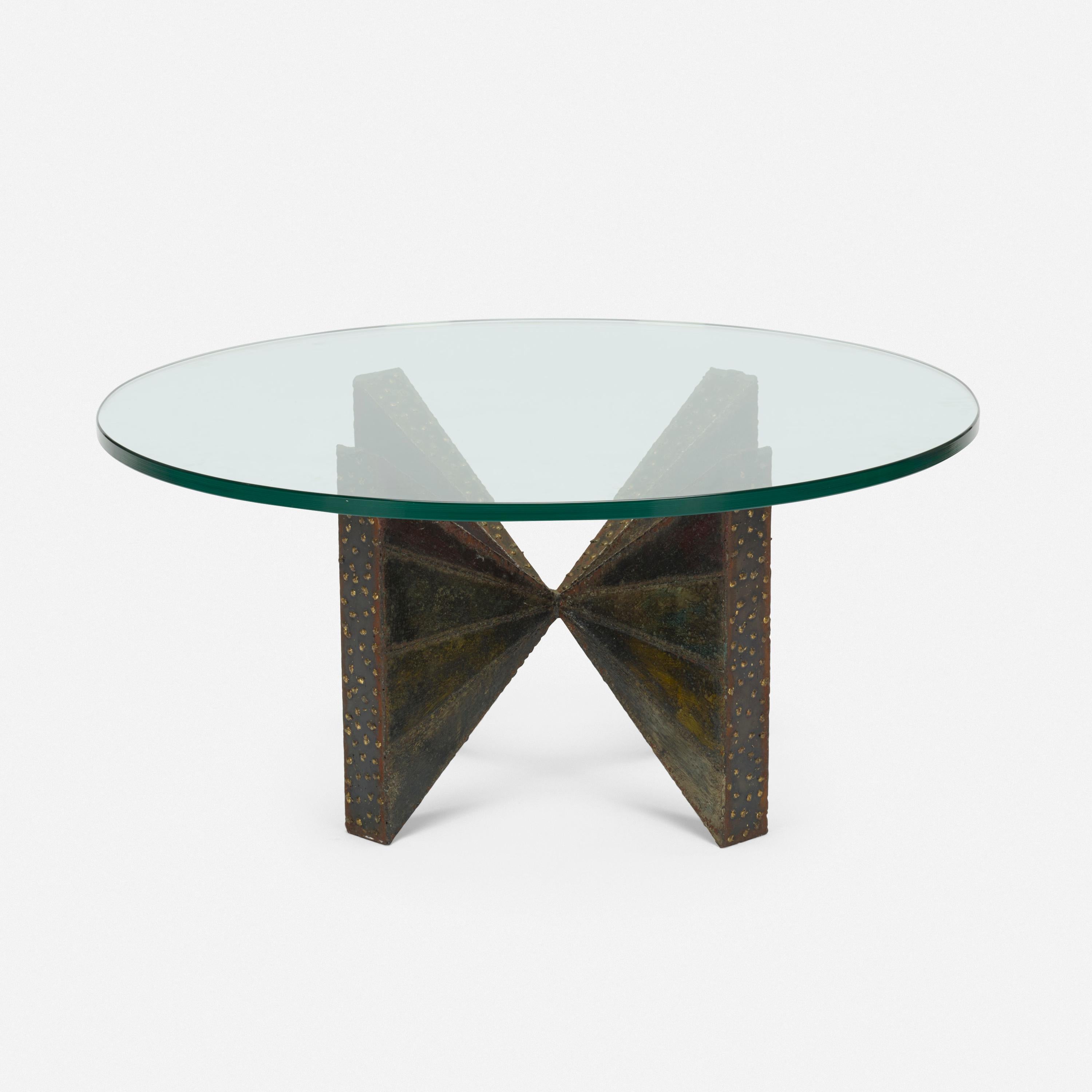 Welded steel circular coffee table by Paul Evans for Directional. 