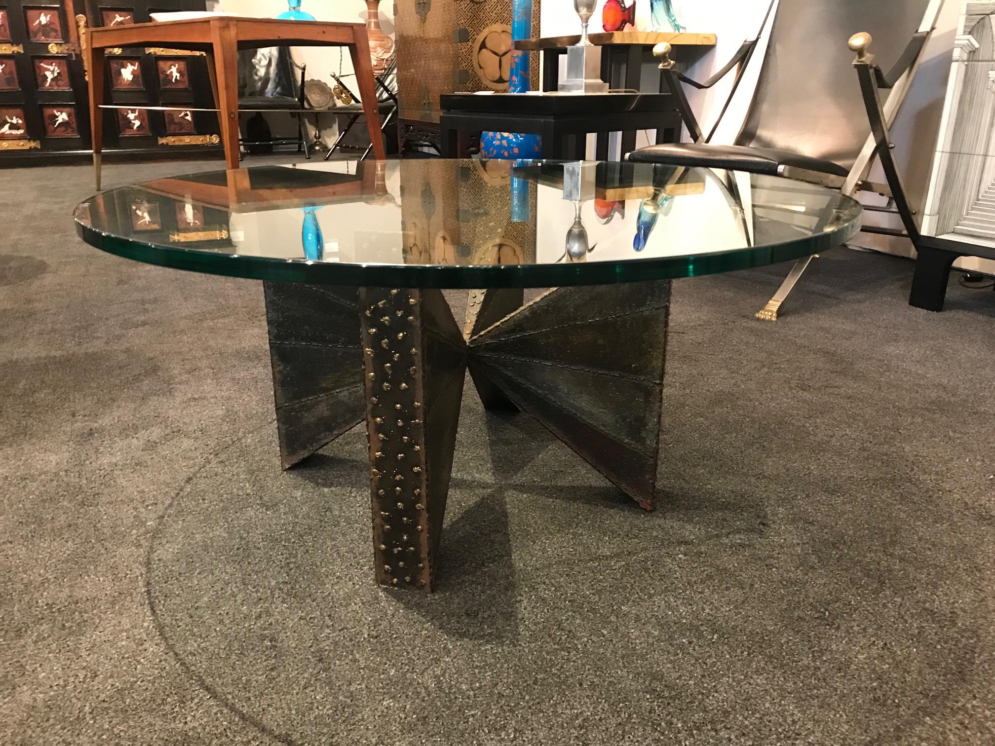 Brutalist Welded Steel Circular Coffee Table by Paul Evans for Directional