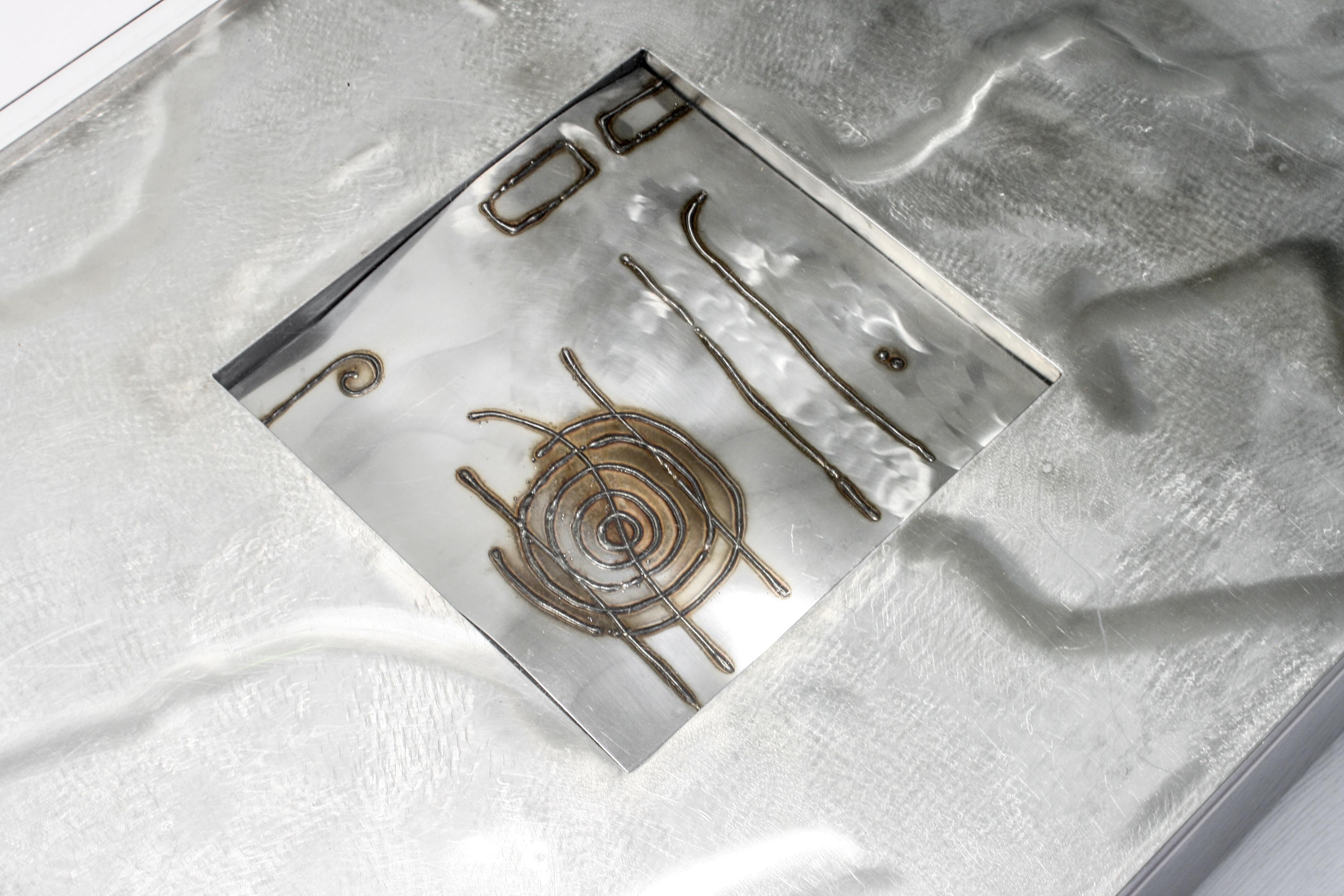 Welding Art Couchtisch aus Edelstahl und Glas (21. Jahrhundert und zeitgenössisch) im Angebot