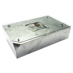 Welding Art Coffee Table in Stainless Steel and Glass