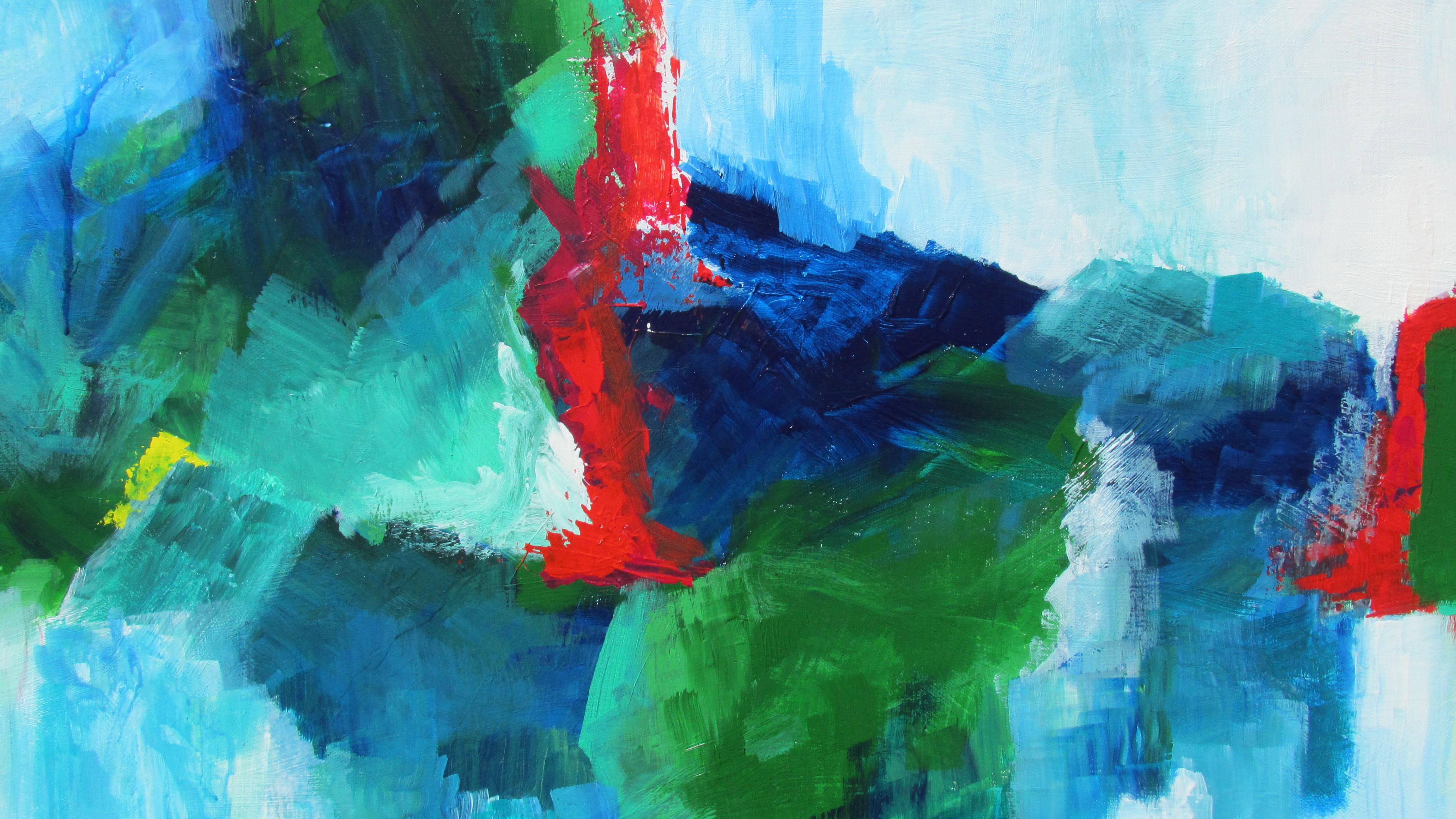 Misty in Blue and Green, Abstract Painting 1