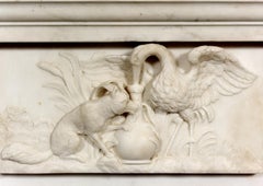 Well Carved Antique English Statuary White Marble Fireplace