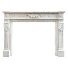 Well Carved Antique French Louis XVI Style Marble Fireplace Mantel