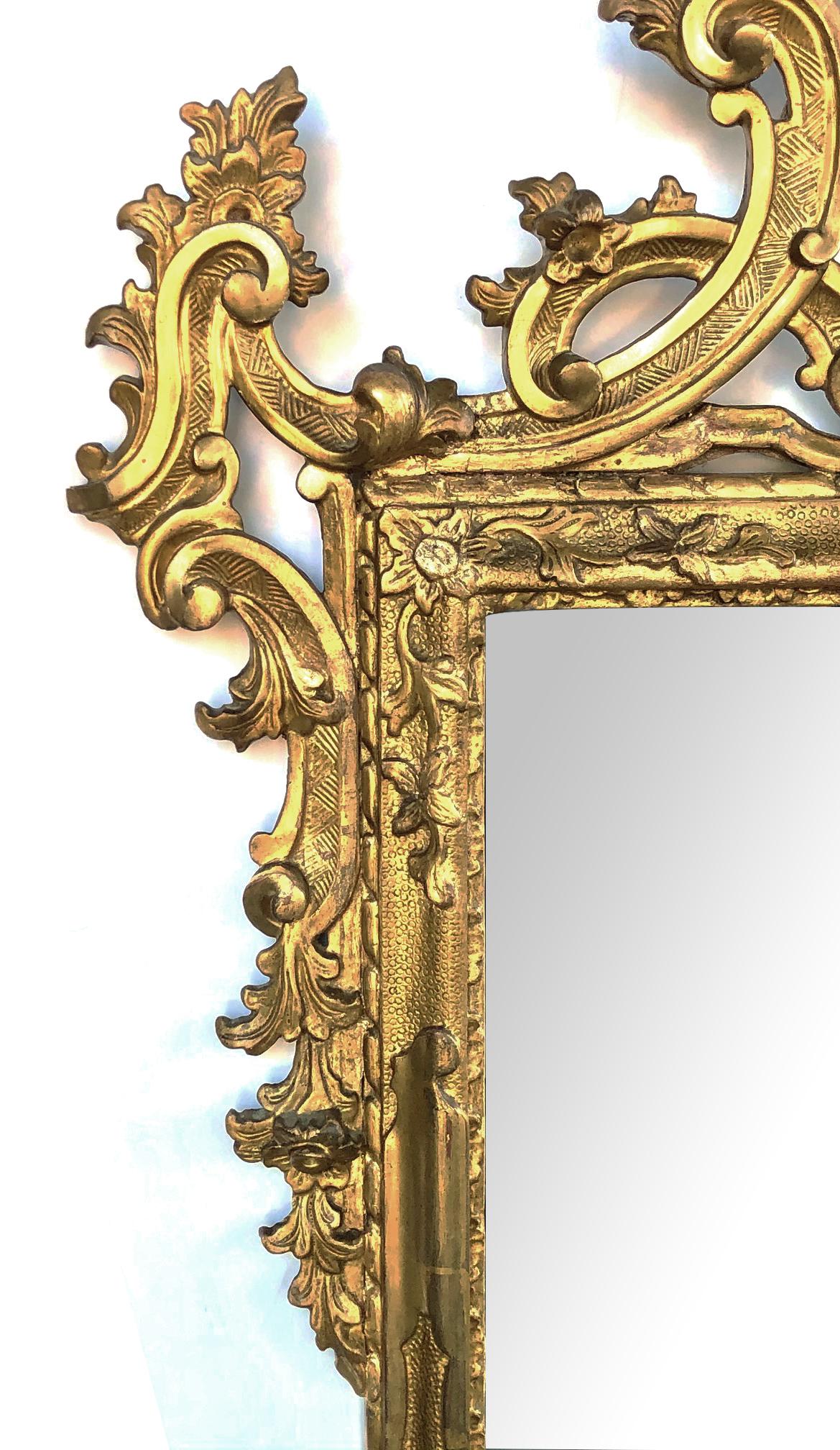 19th Century Well-Carved English George II Style Giltwood Mirror with Dramatic Crest For Sale