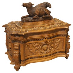 Well Carved French Oak Coffret Jewel Box, Circa 1890