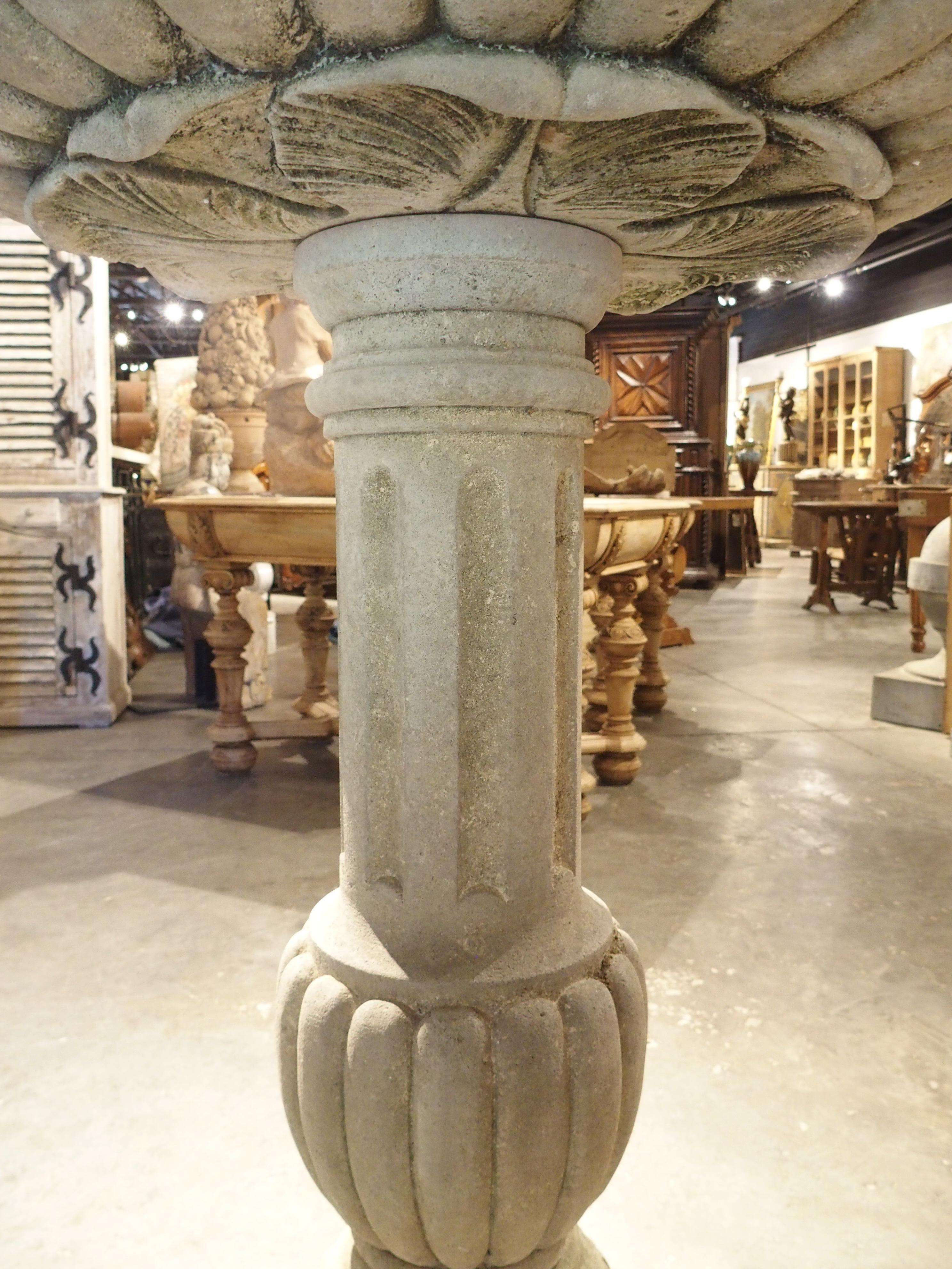 Well Carved Italian Limestone Planter or Fountain Element, H-45 Inches For Sale 7