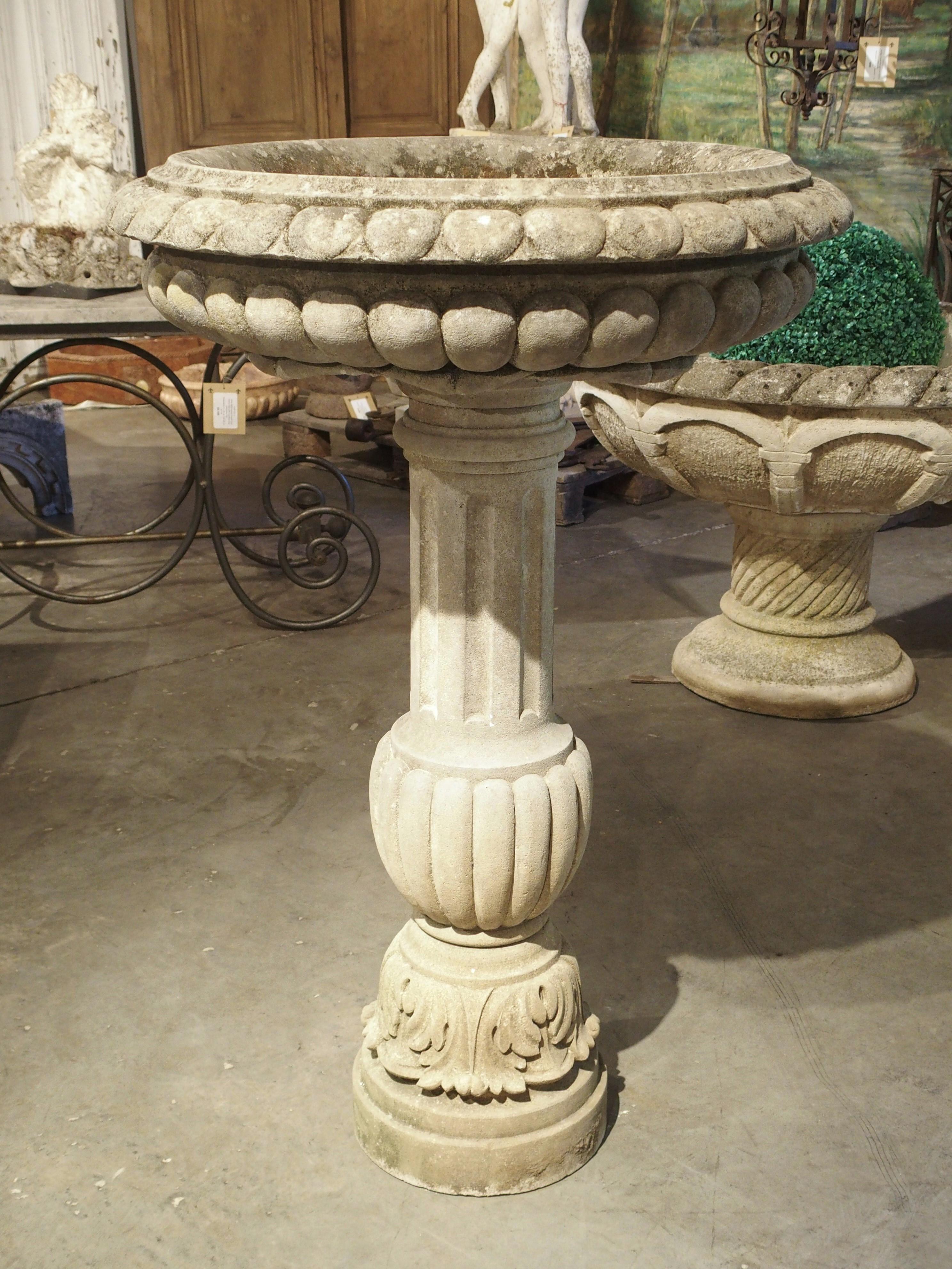 Well Carved Italian Limestone Planter or Fountain Element, H-45 Inches For Sale 9
