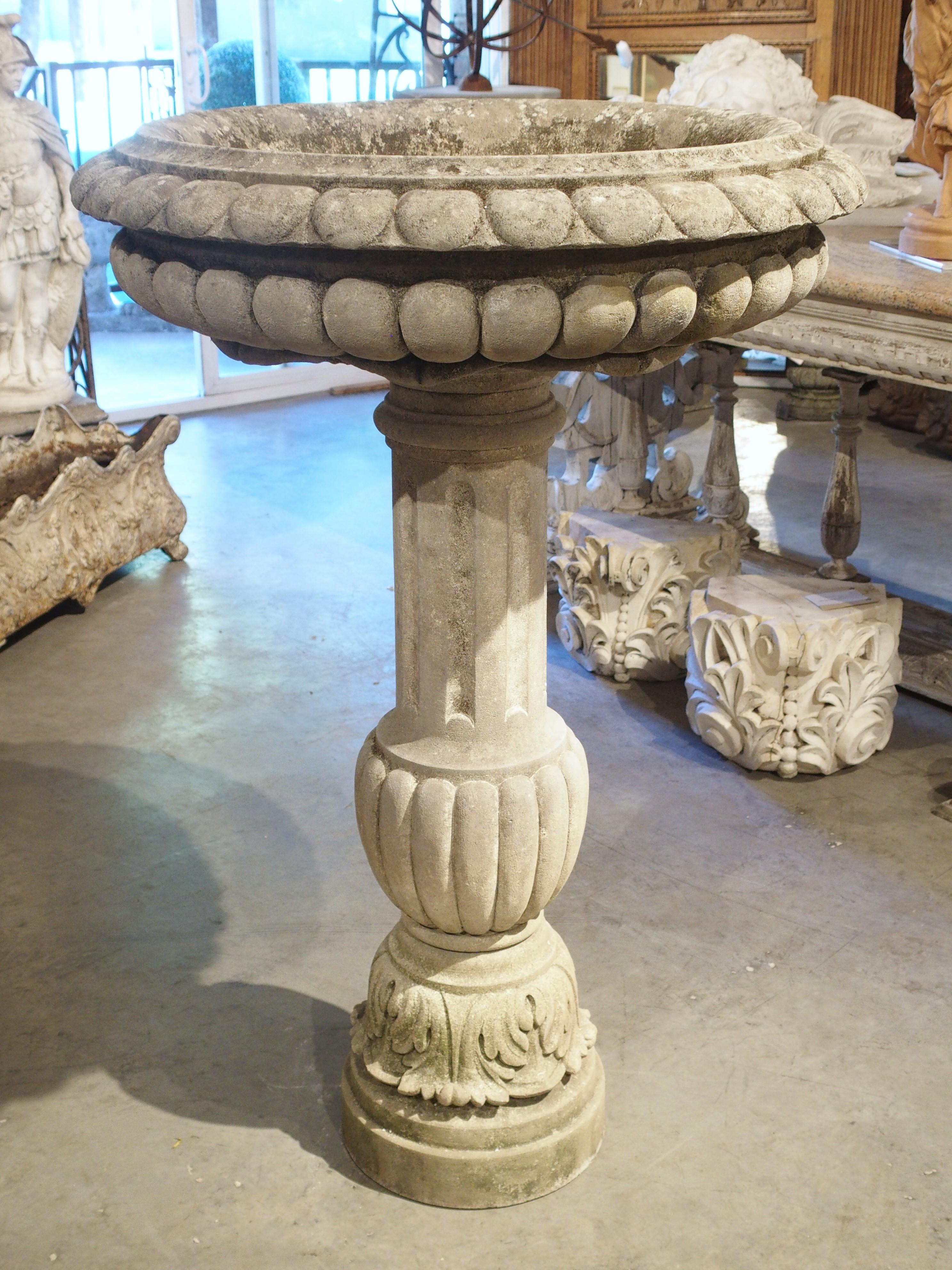 Well Carved Italian Limestone Planter or Fountain Element, H-45 Inches For Sale 11
