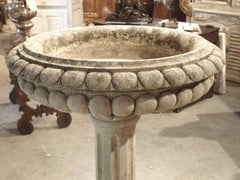 Well Carved Italian Limestone Planter or Fountain Element, H-45 Inches