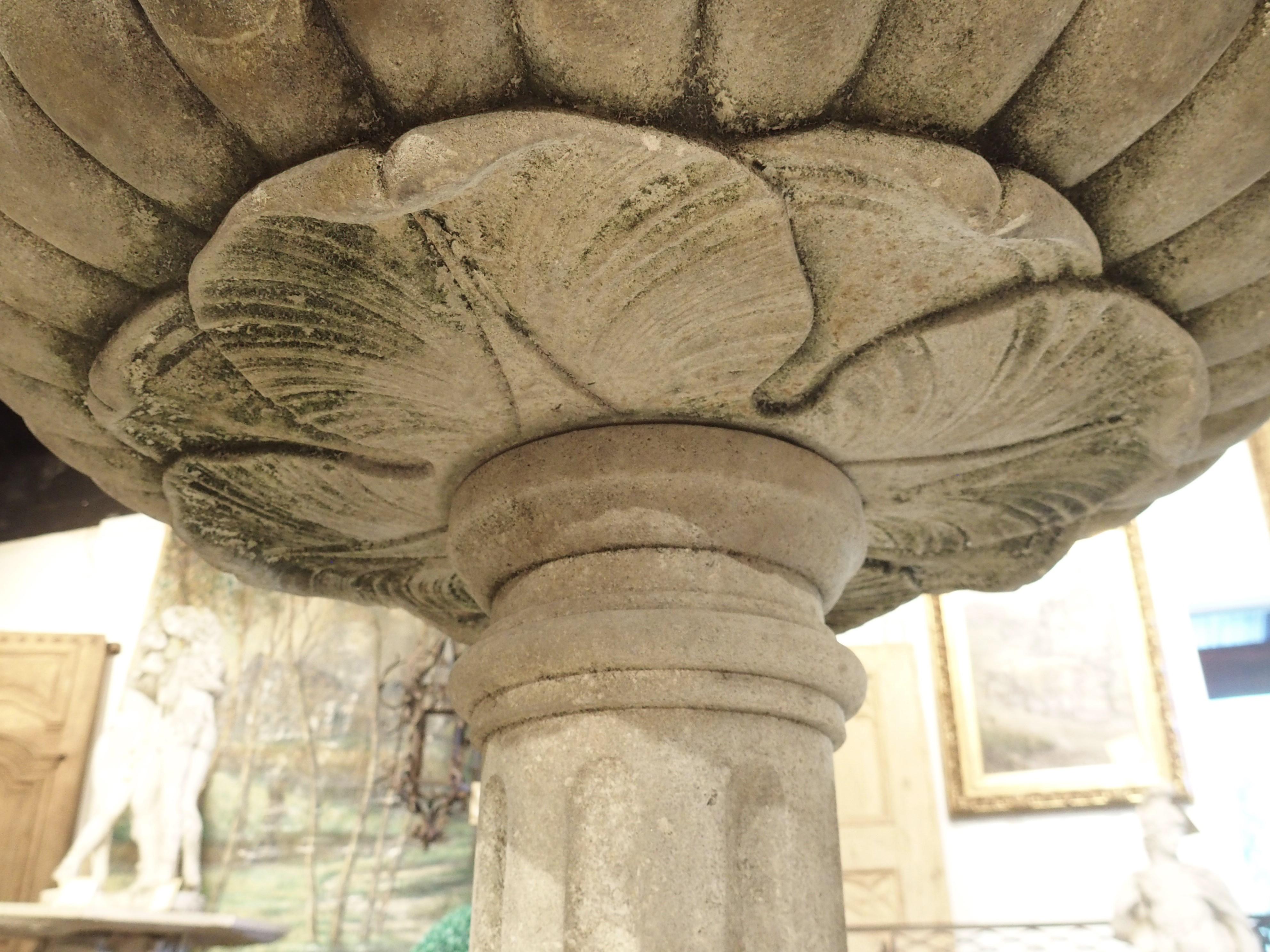 Well Carved Italian Limestone Planter or Fountain Element, H-45 Inches In Good Condition For Sale In Dallas, TX