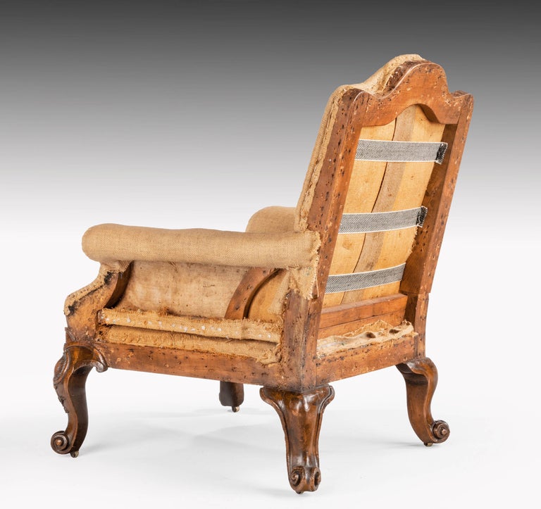 Well Carved Pair of Mahogany Framed Library Chairs For Sale at 1stdibs