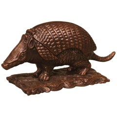 Antique Well-Cast Mid-19th Century Bronze Armadillo Inkwell