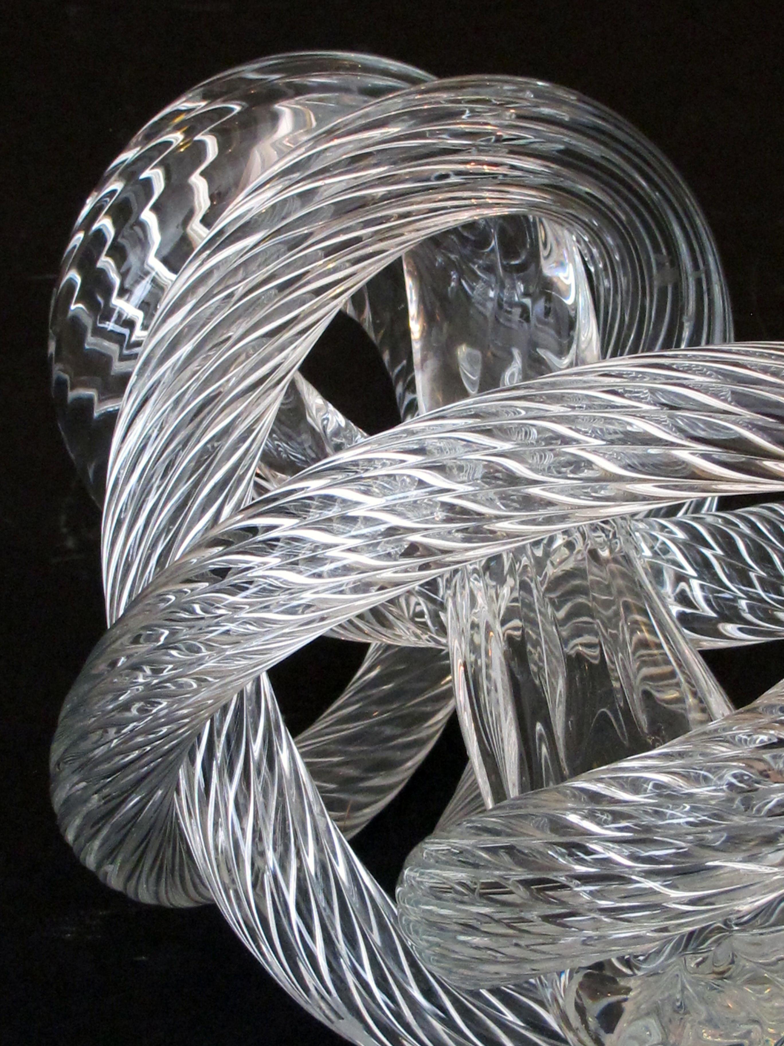 Modern Well-Crafted and Heavy Glass Rope Knot by Fusion Z Glassworks; Etched Signature For Sale
