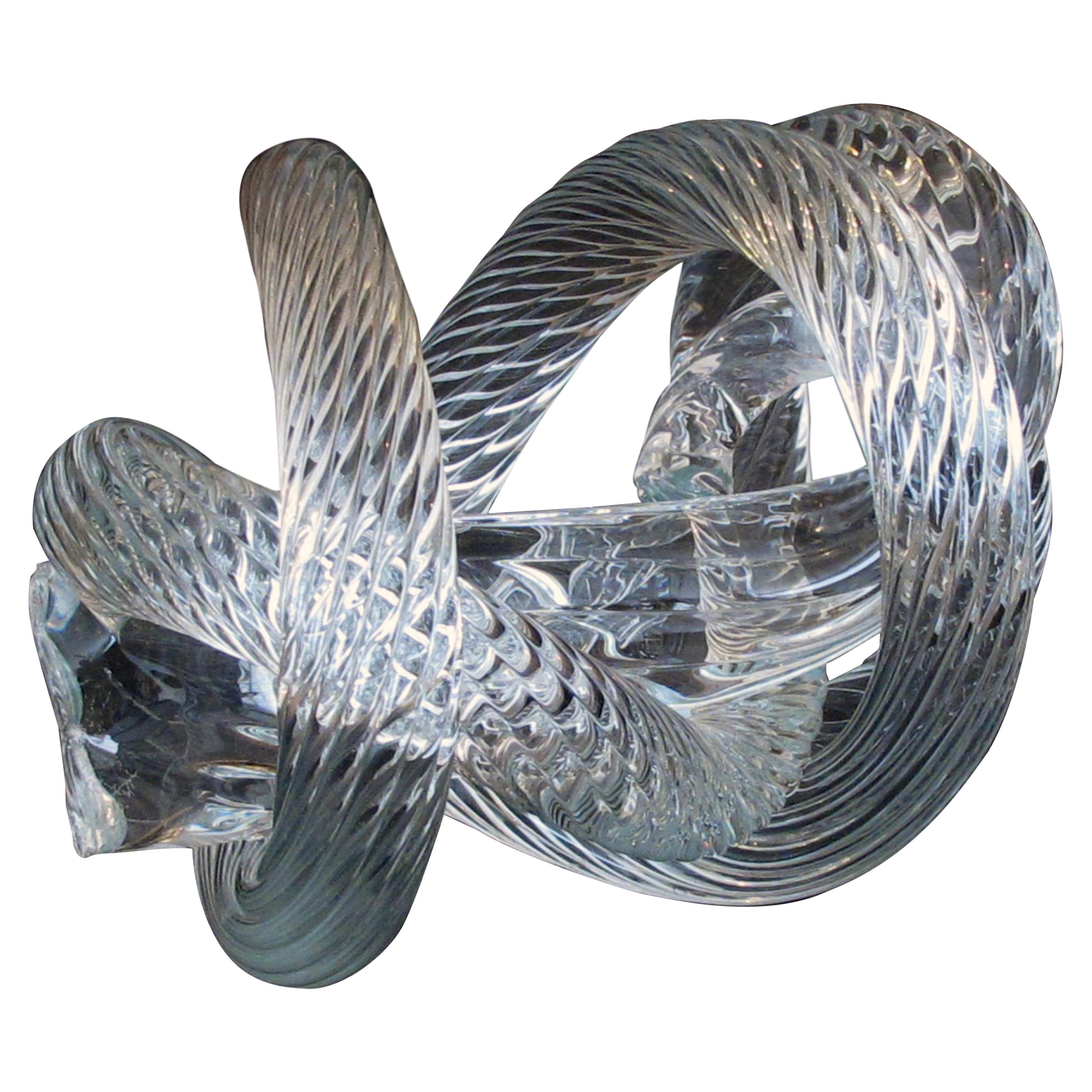 Well-Crafted and Heavy Glass Rope Knot by Fusion Z Glassworks; Etched Signature For Sale