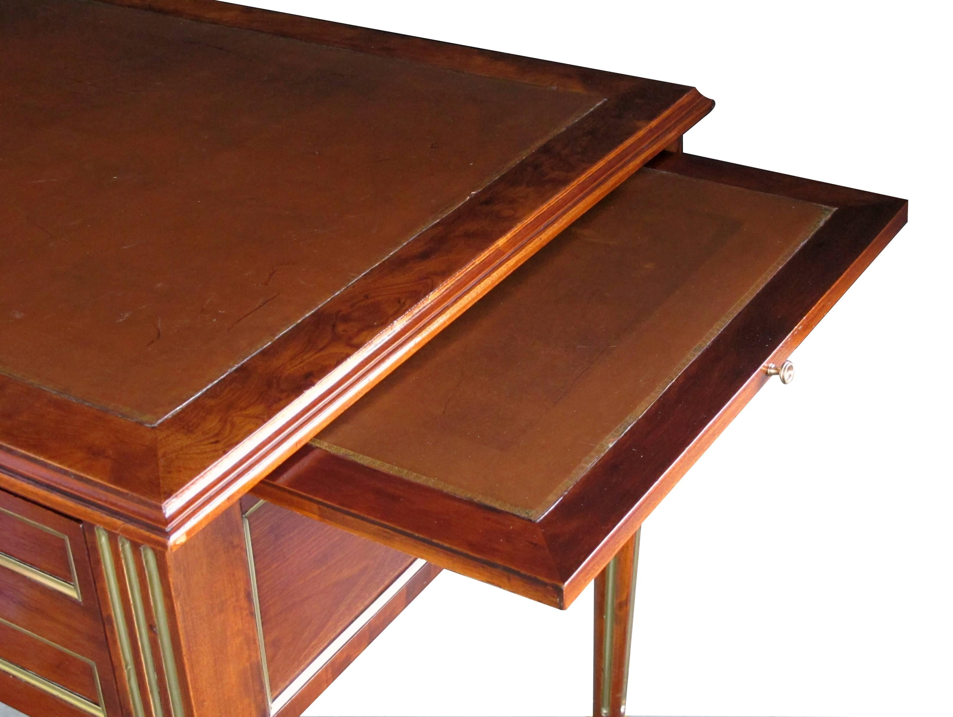 Well-Crafted French Louis XVI Style Mahogany Four-Drawer Writing Desk In Excellent Condition In San Francisco, CA