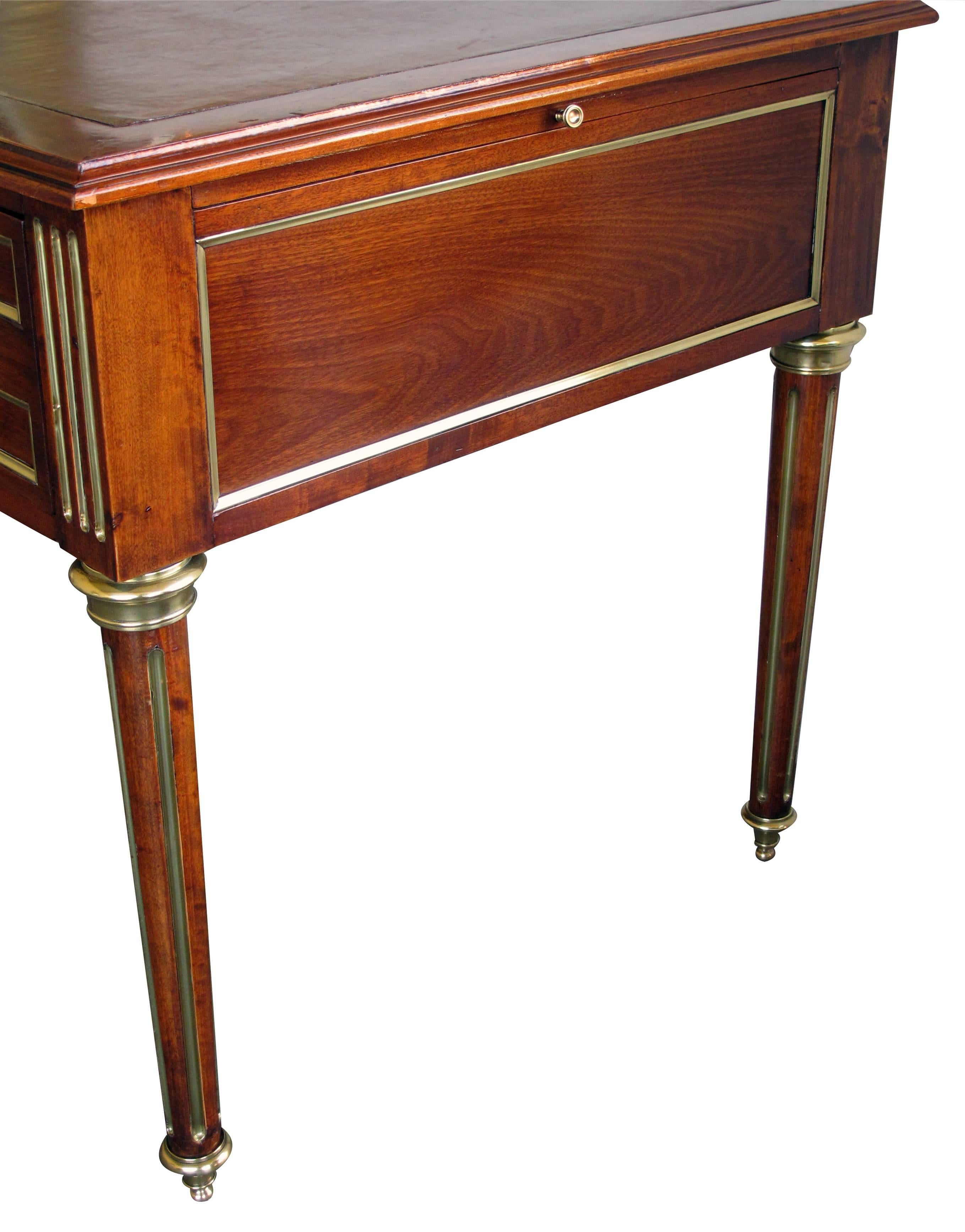 Late 19th Century Well-Crafted French Louis XVI Style Mahogany Four-Drawer Writing Desk