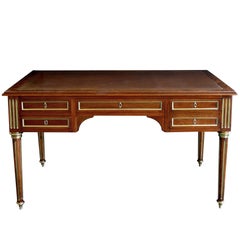 Well-Crafted French Louis XVI Style Mahogany Four-Drawer Writing Desk