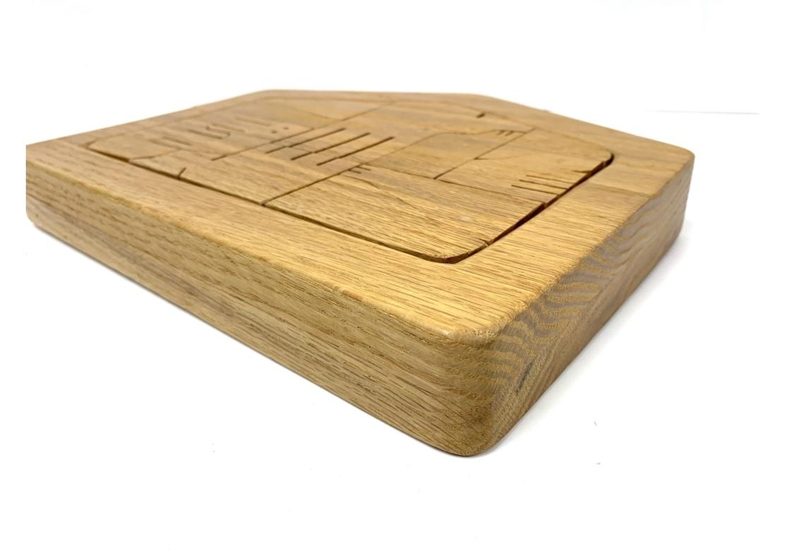 Carved Well Crafted Oak Table Puzzle For Sale
