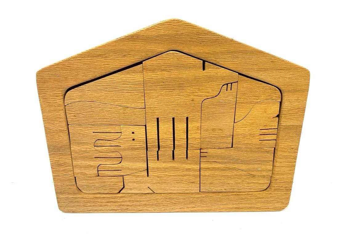 Well Crafted Oak Table Puzzle In Fair Condition For Sale In Bridgeport, CT