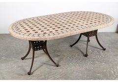 Well Crafted Oval Stone Mosaic Dining Table