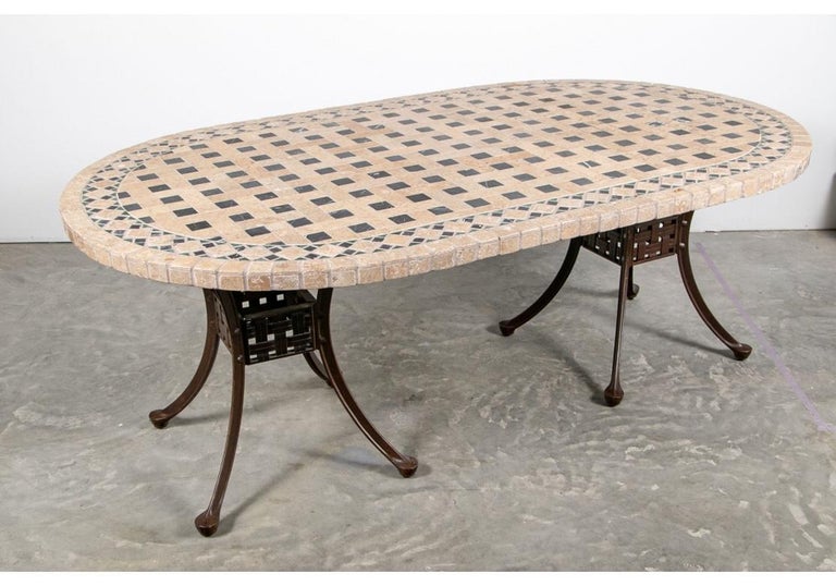 Well Crafted Oval Stone Mosaic Dining Table at 1stDibs