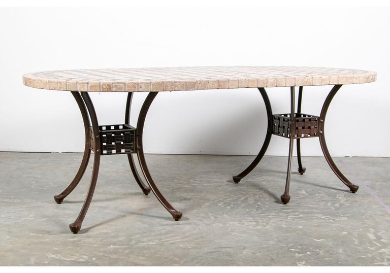 Well Crafted Oval Stone Mosaic Dining Table at 1stDibs