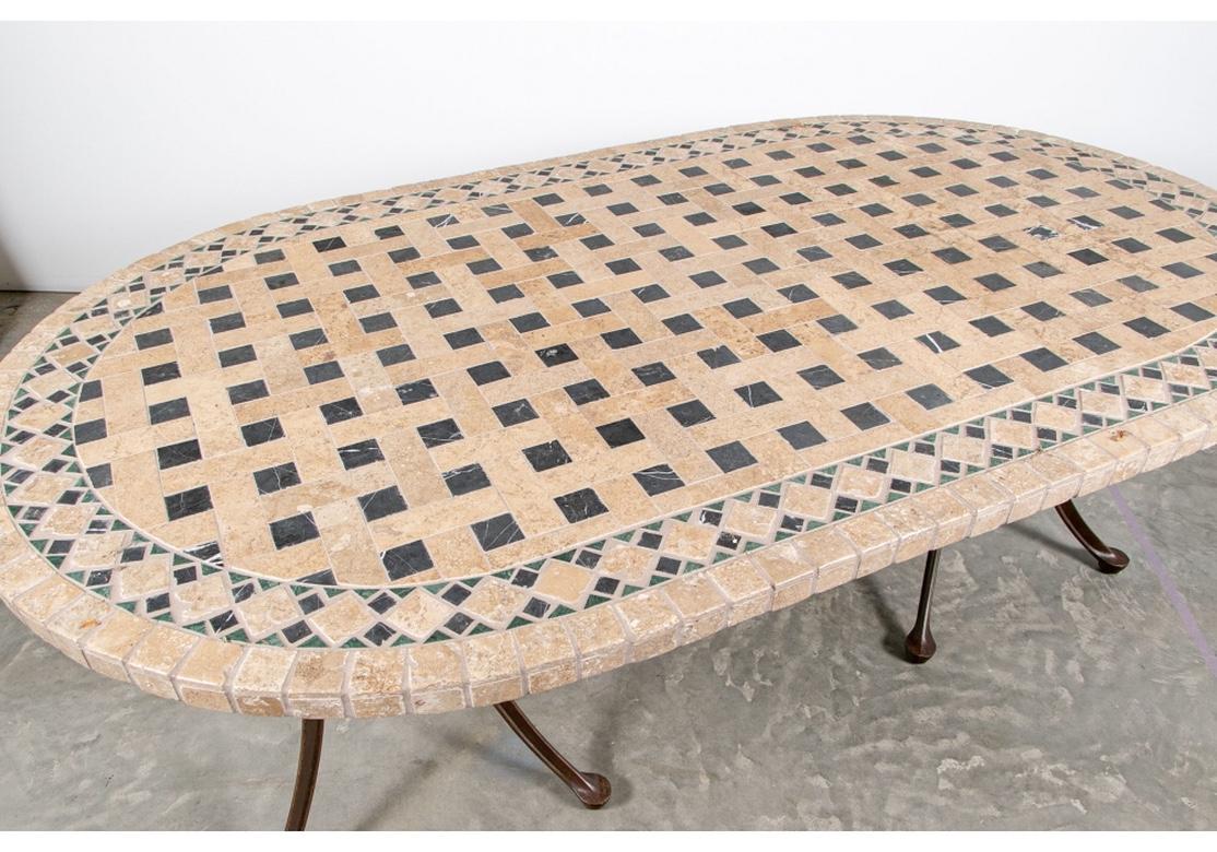 20th Century Well Crafted Oval Stone Mosaic Dining Table
