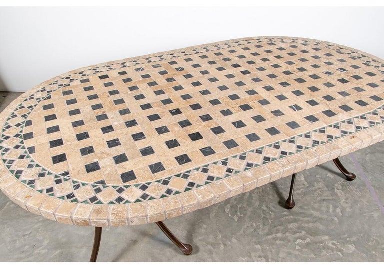 Well Crafted Oval Stone Mosaic Dining Table at 1stDibs