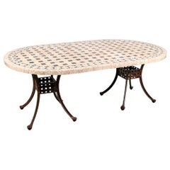 Well Crafted Oval Stone Mosaic Dining Table