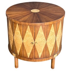 Well-Designed Mastercraft 1960's Burl Maple and Walnut 2-Door Drum Cabinet