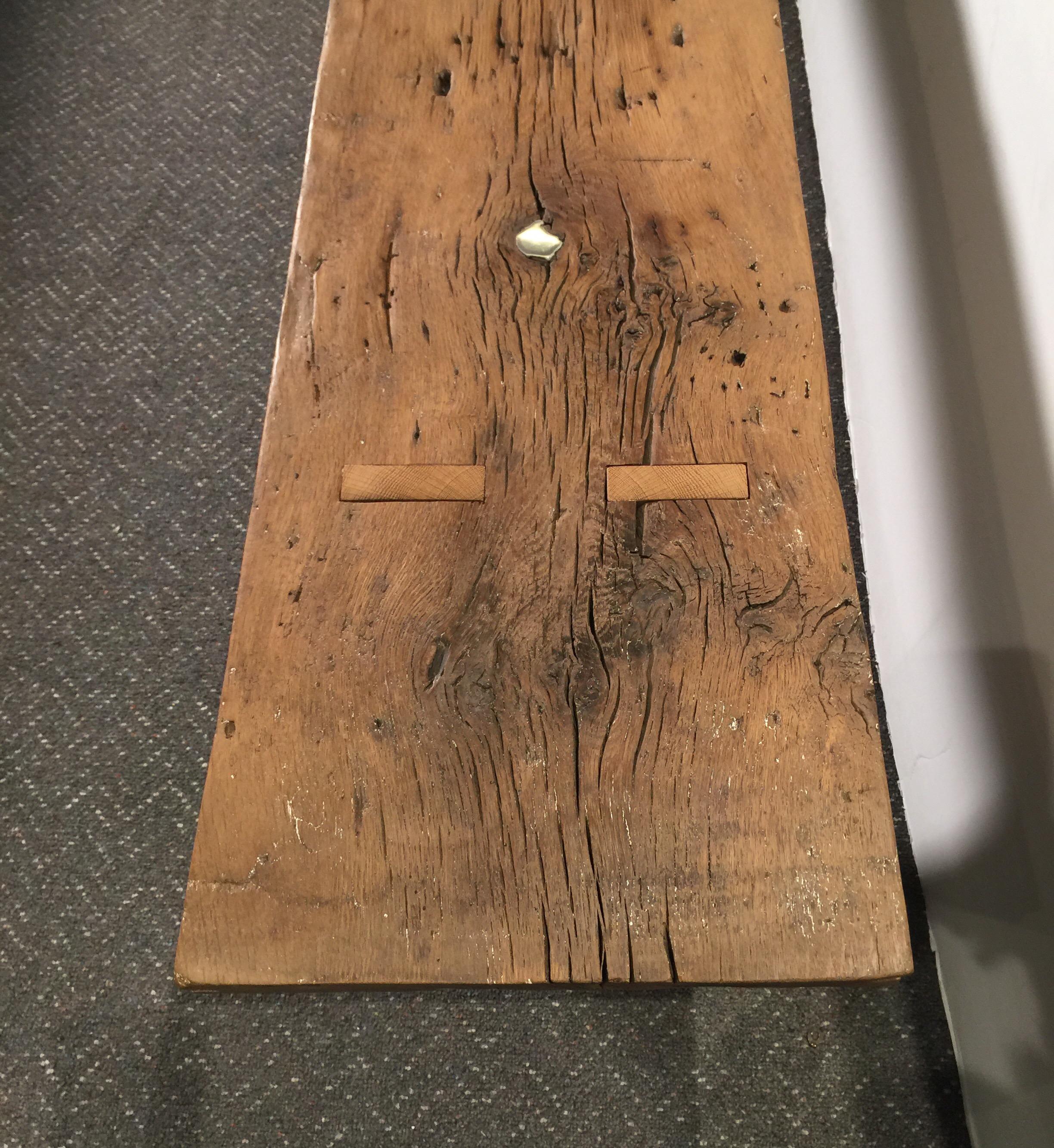 Well Designed Primitive Industrial Coffee Table Bench In Excellent Condition In Lambertville, NJ