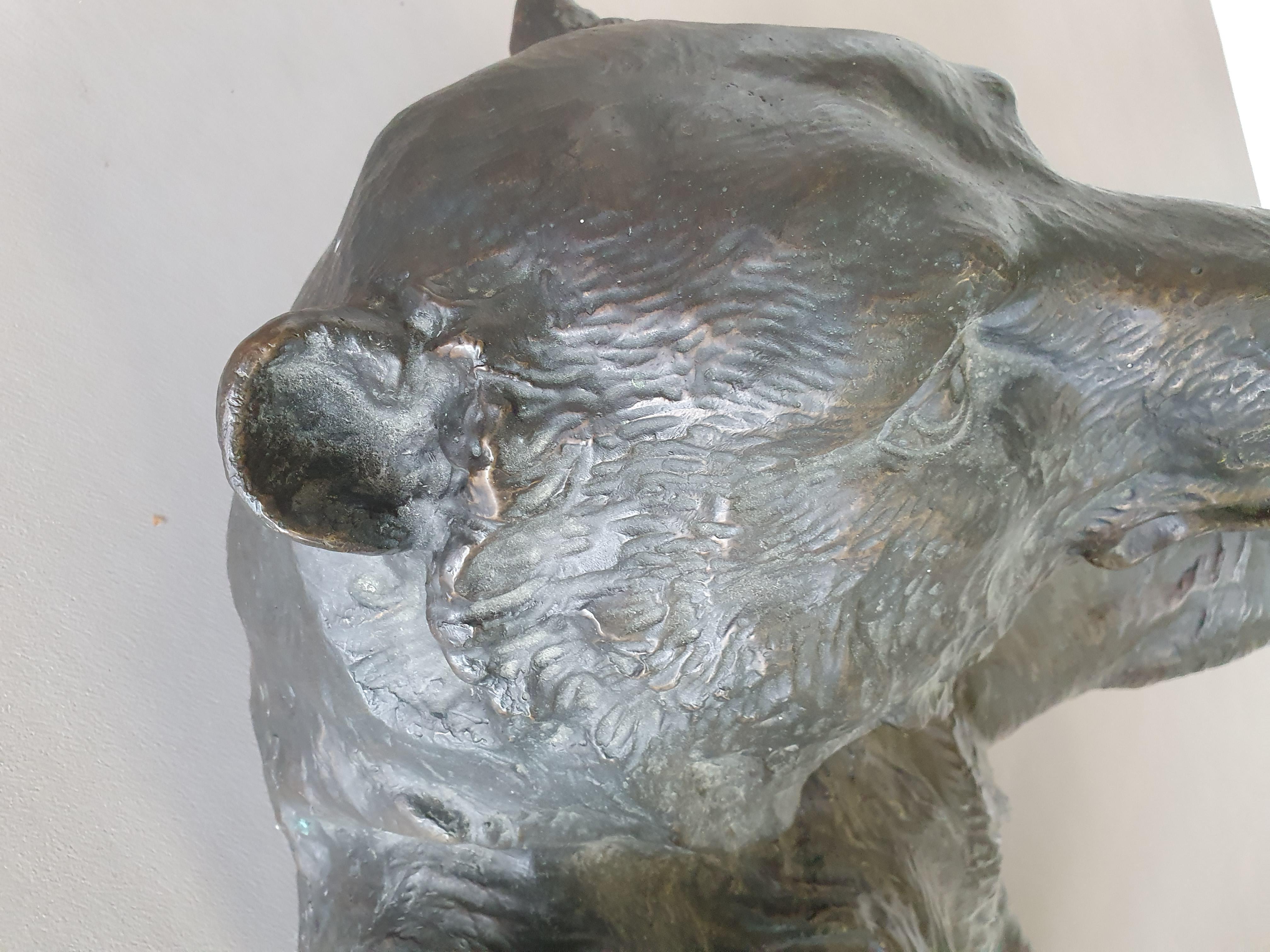 Table basse ours en bronze bien détaillée avec plateau en verre 1970 en vente 4