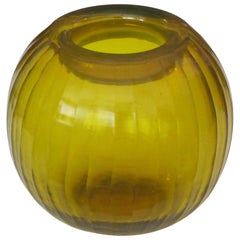 Vintage Well-Executed Bohemian Glass Orb-Form Citrine-Colored Vase