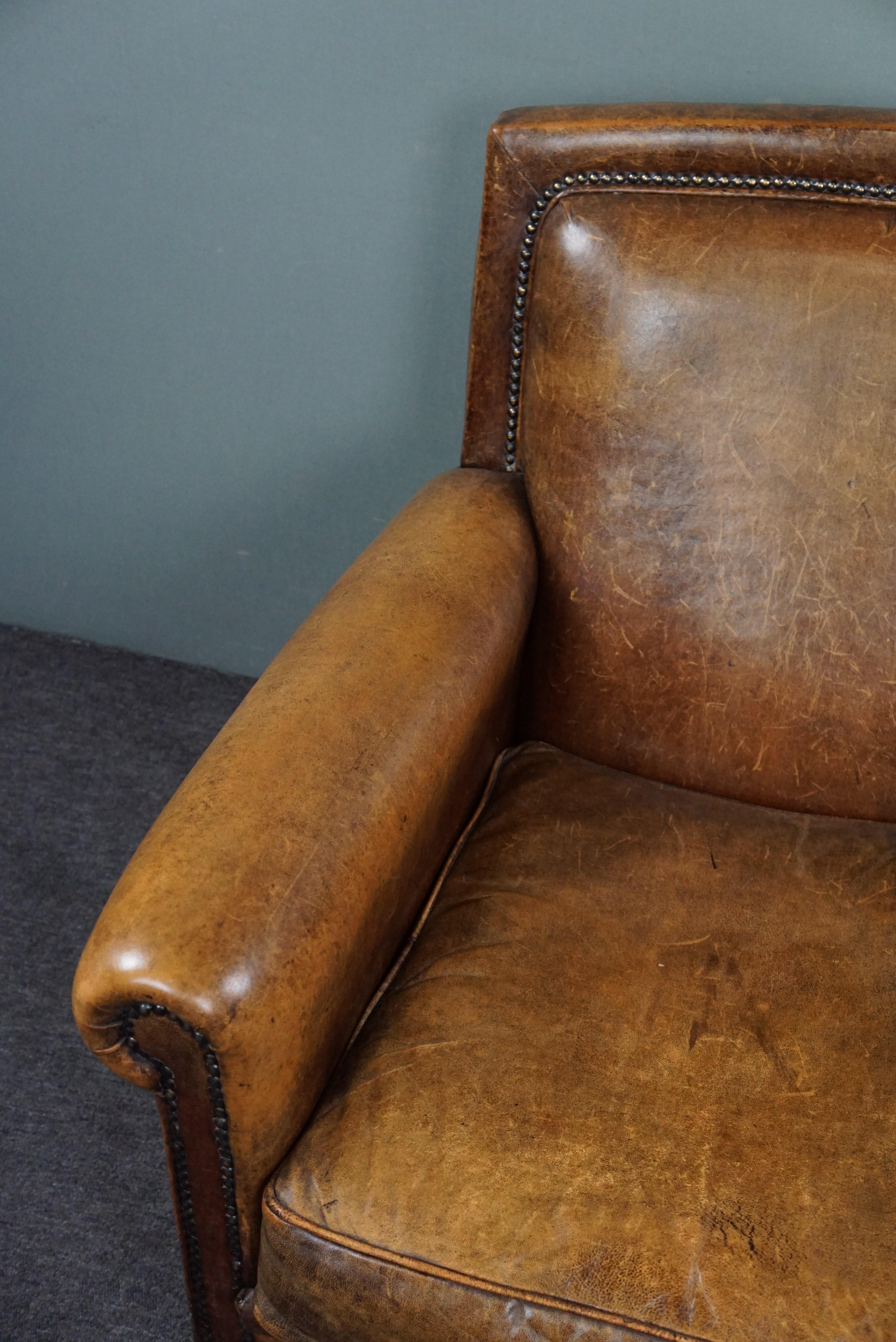 Well-fitting Sheepskin Leather Armchair/Fauteuil. For Sale 3