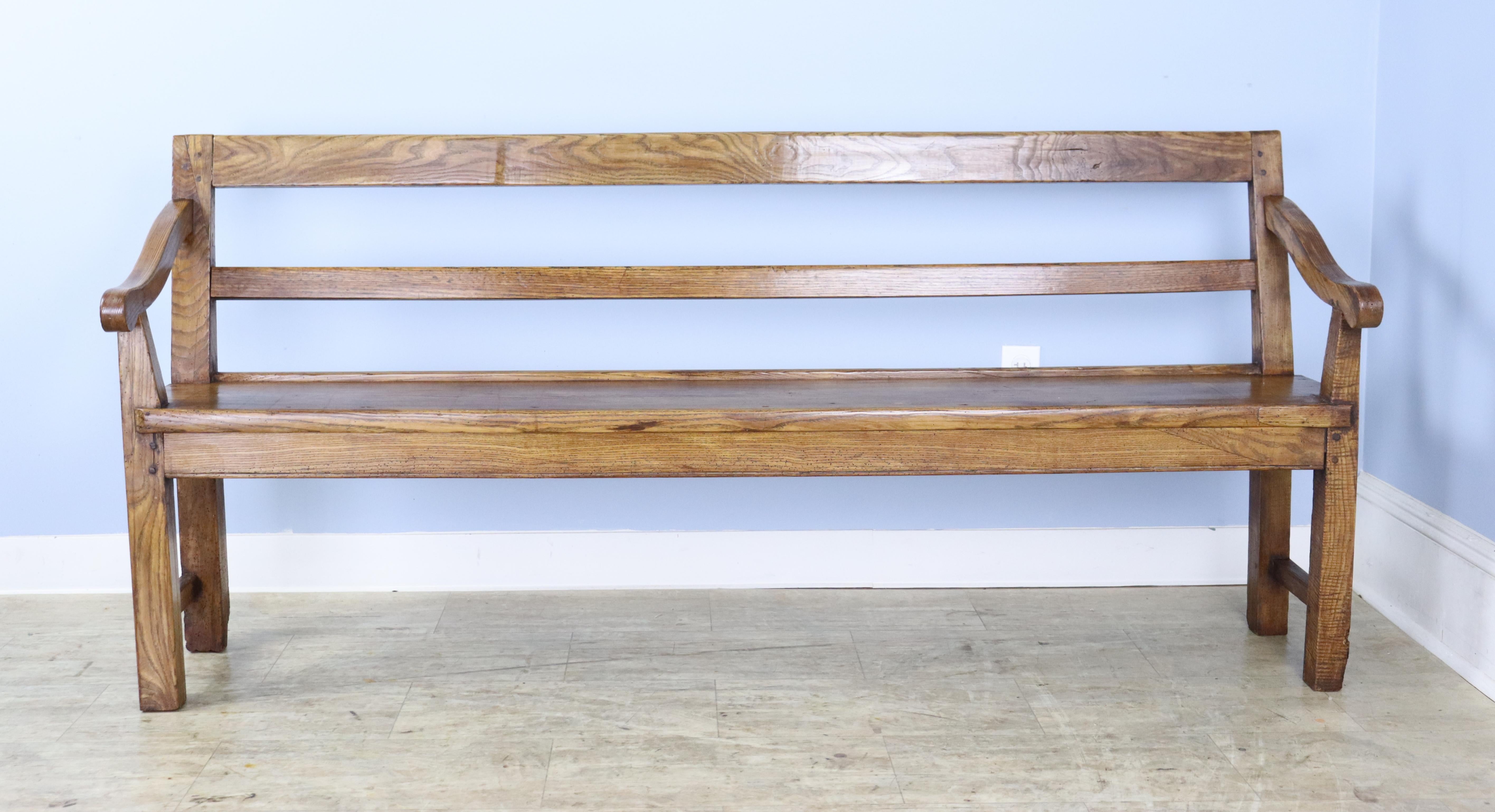 French Well Grained Ash Country Bench For Sale