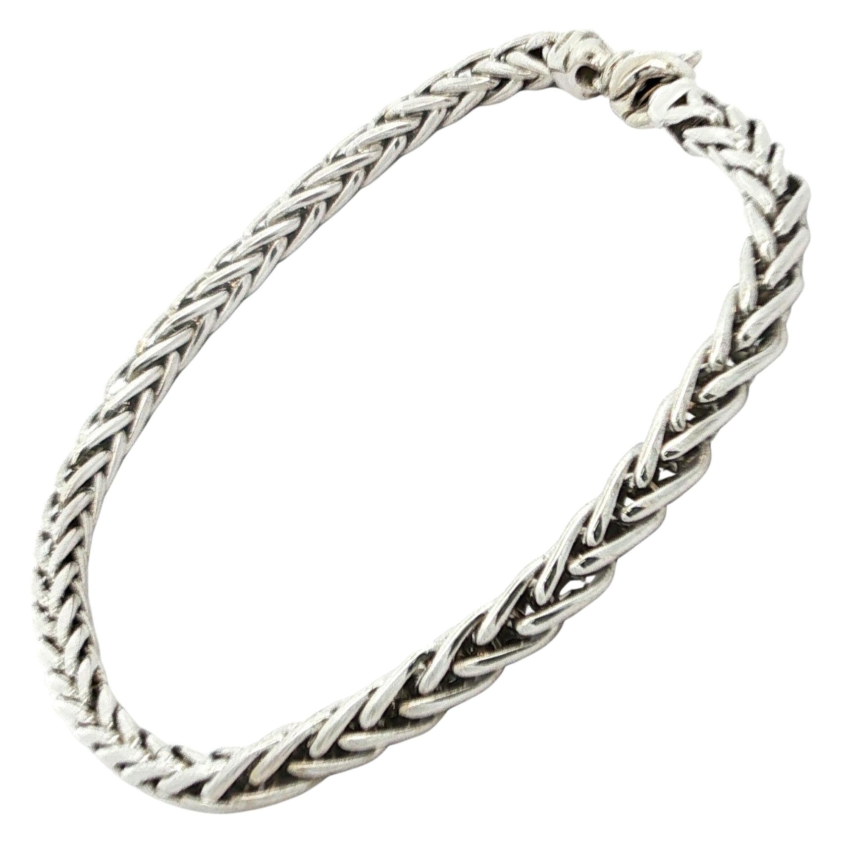 Gut gemacht 14k Weißgold 4mm Weizen Link Kette Armband w / Lobster Claw Clasp