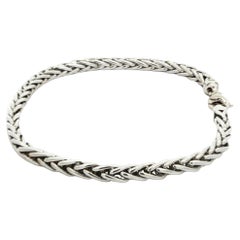 Well Made 14k White Gold 4mm Wheat Link Chain Bracelet w/ Lobster Claw Clasp