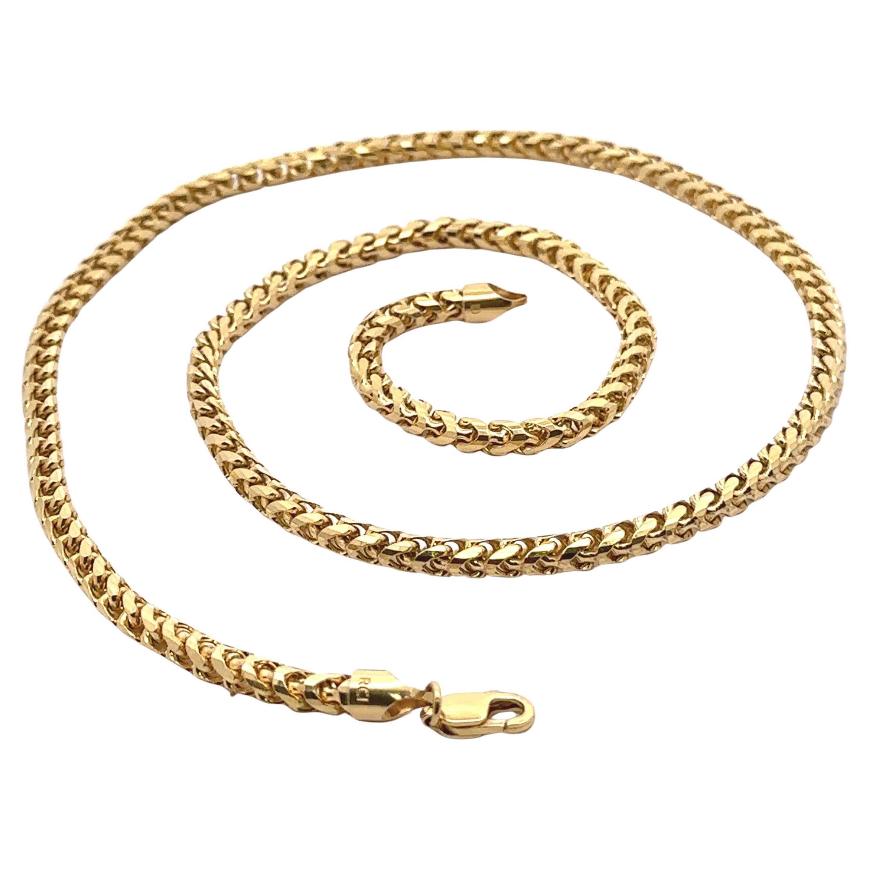 Collar de cadena de eslabones redondeados Franco Well Made de oro amarillo de 14 quilates y acabado pulido de 26 pulgadas