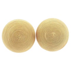 Well Made 18k Yellow Gold Concentric Coiled Domed Button Omega Backings Earrings