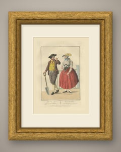 Well Pernelle, a Man with a Spade and a Young Woman, Dutch Costume Print, 1811