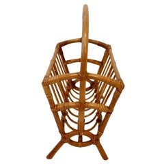 Well Preserved Bamboo Rattan Magazine Stand Attributed to Tochiku, Japan