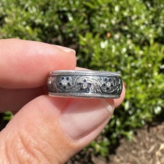 Wellendorff 18k TT Gold Teal Green & Blue Enamel Star Diamond Spinner Band Ring