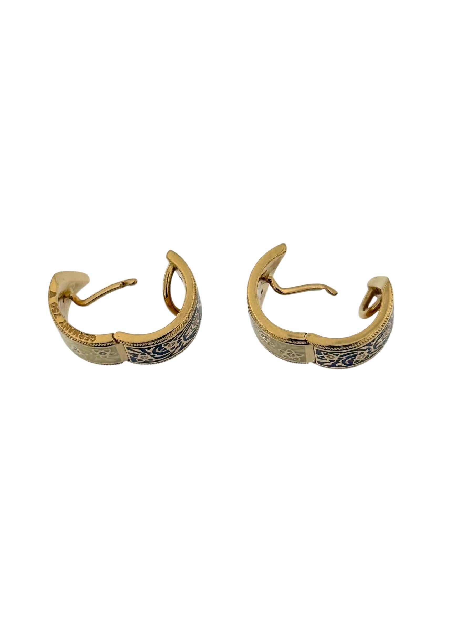 Wellendorff Creolen Chokotwist Gelbgold mit zweifarbiger Emaille und Diamanten im Angebot 6