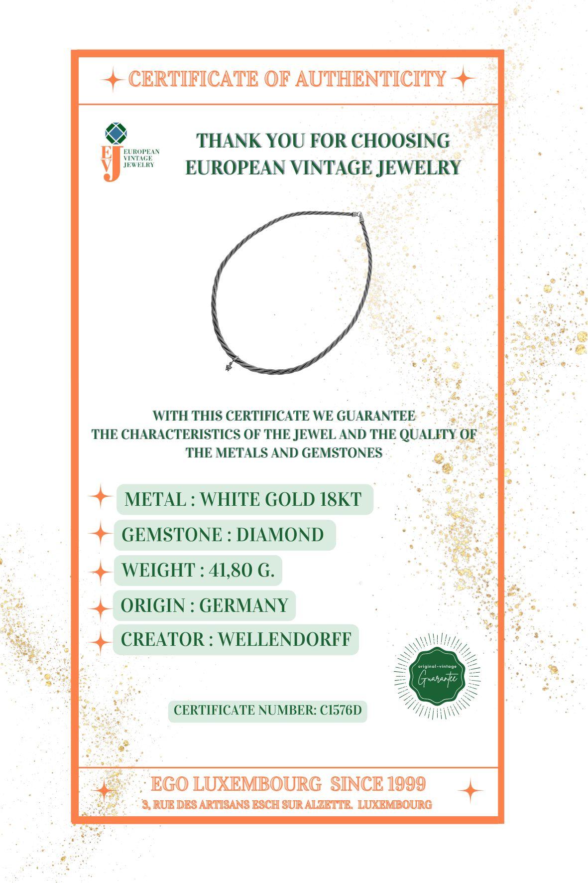 Collana Wellendorff intrecciata in oro bianco con diamante in vendita 4