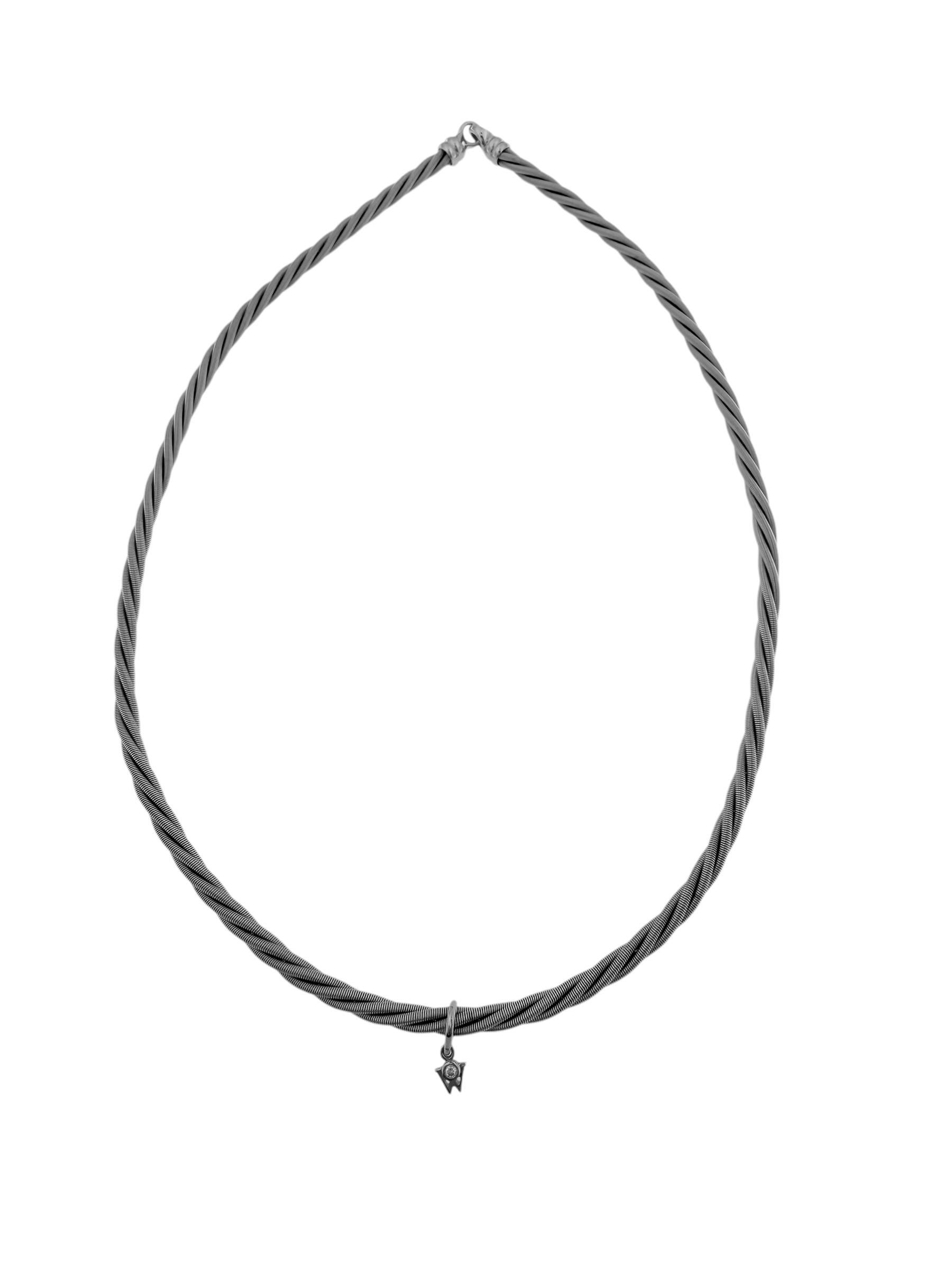 Artigiano Collana Wellendorff intrecciata in oro bianco con diamante in vendita